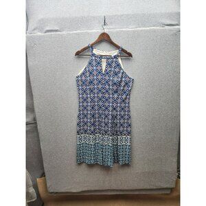 Wisp Womens Sleeveless Blue Patterned Halter Dress Size 14 Polyester Blend